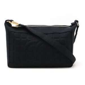 CHANEL Black Leather Logo Shoulder Bag
